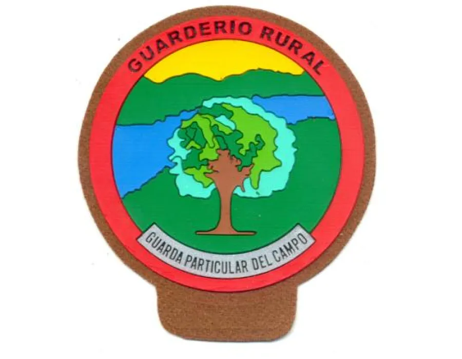 Emblema guarda rural campo marron pvc pecho 