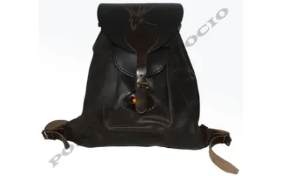 Mochila de caza en piel con bolsillo  Mochila de caza en piel con bolsillo