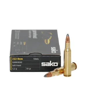 Balas Sako Gamehead - 222 Rem - 50 grs - Soft Point Balas Sako Gamehead - 222 Rem - 50 grs - Soft Point